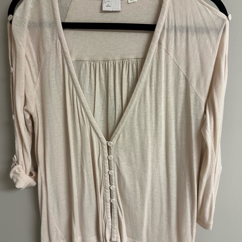 Anthropologie - Cream Button-Up Cardigan women’s top blouse